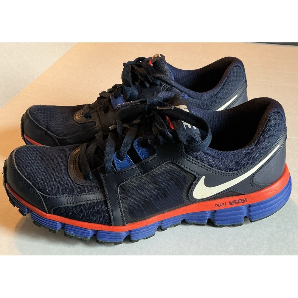 Nike Mens Dual Fusion ST 2 Running Shoes  Black, Orange & Blue 454242-414  Sz 8